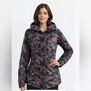 Billabong Floral size Medium Women Ski Jacket Full Zip Vented Sides Waterproof